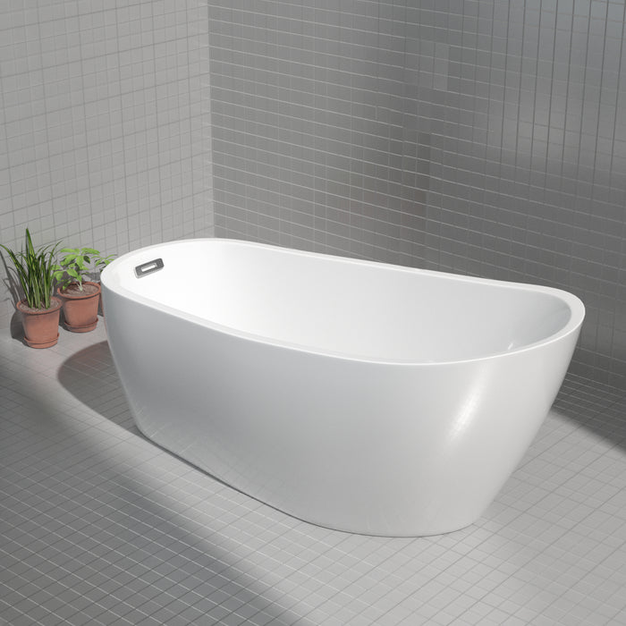 55"/ 59"/ 63"/ 67" Acrylic Flatbottom SPA Freestanding Tub Bathtub White