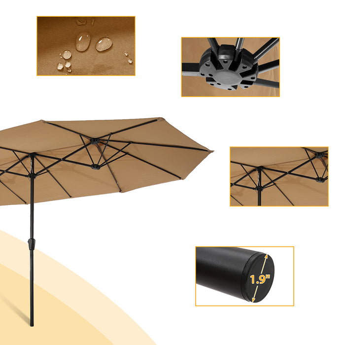 15x9ft Large Double-Sided Orthogonal Outdoor Patio Market Umbrella