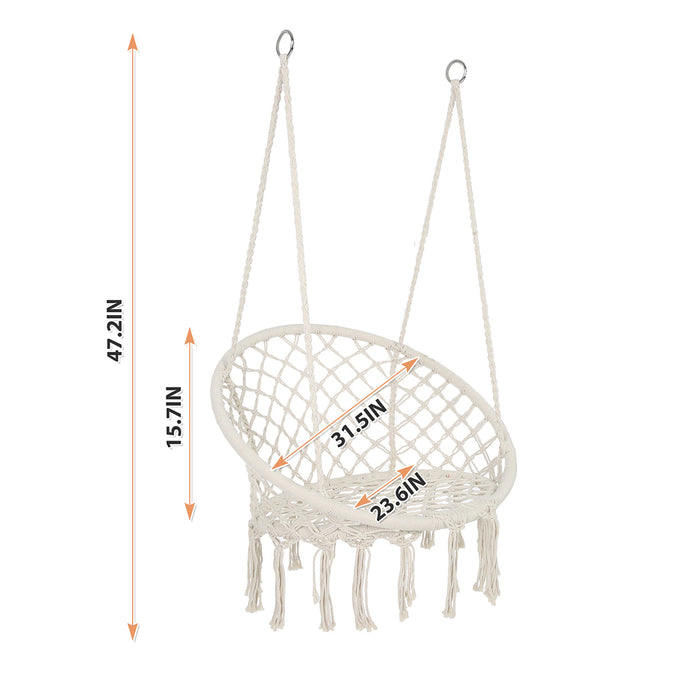 Hanging Cotton Rope Swing Chair with Cushion, for Indoor and Outdoor Use