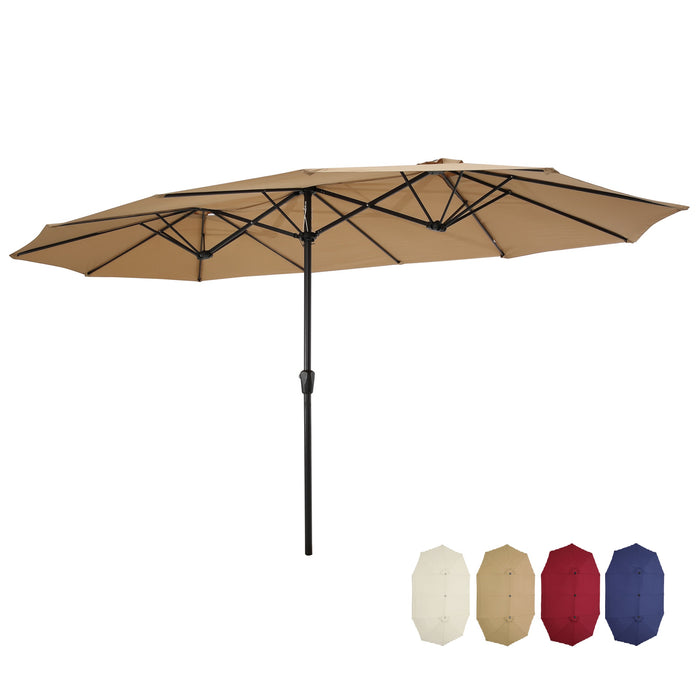 15x9ft Large Double-Sided Orthogonal Outdoor Patio Market Umbrella