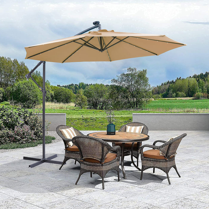 10ft Solar Powered LED lights Patio Umbrella Square Deluxe Offset Umbr — TopCraft 10ft Solar Powered LED lights Patio Umbrella Square Deluxe Offset Umbr — TopCraft