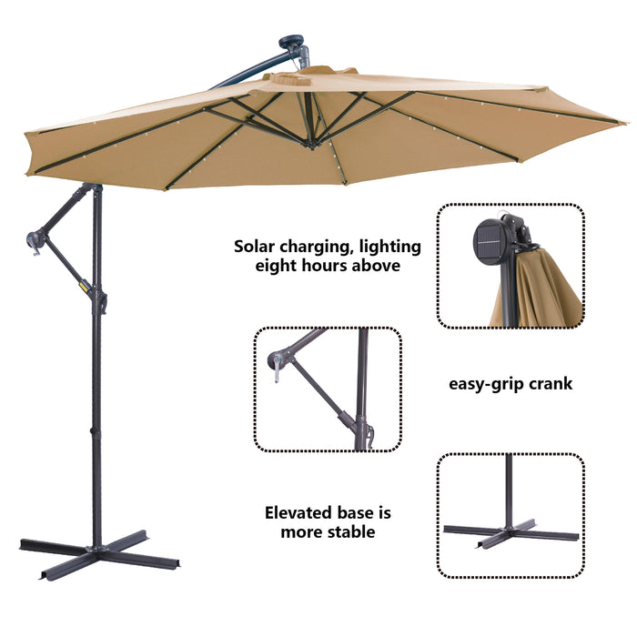 destination summer 8.5-foot square offset solar led patio umbrella 10ft Solar Powered LED lights Patio Umbrella Square Deluxe Offset Umbr — TopCraft