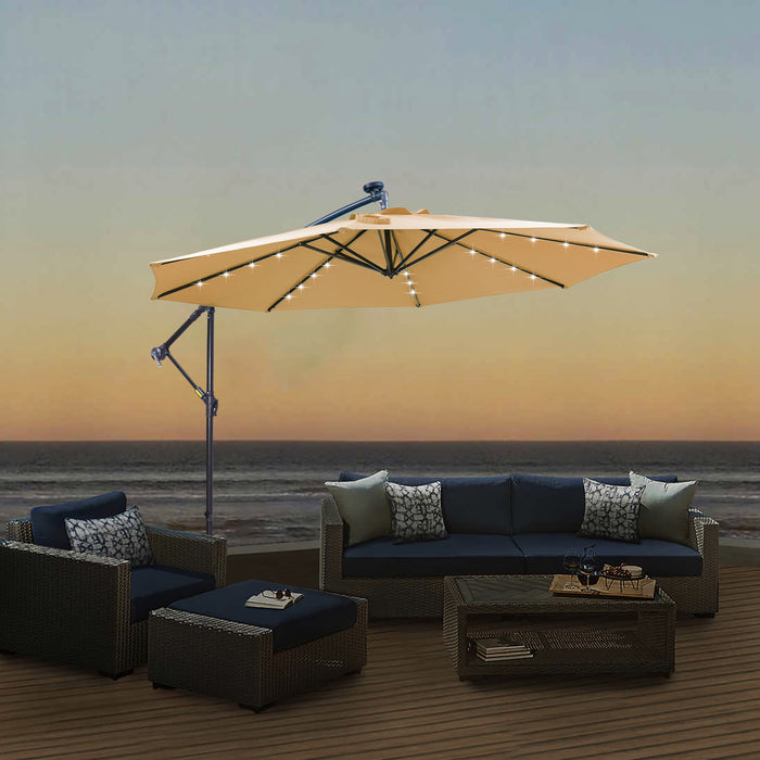 10ft Solar Powered LED lights Patio Umbrella Square Deluxe Offset Umbr — TopCraft 10ft Solar Powered LED lights Patio Umbrella Square Deluxe Offset Umbr — TopCraft