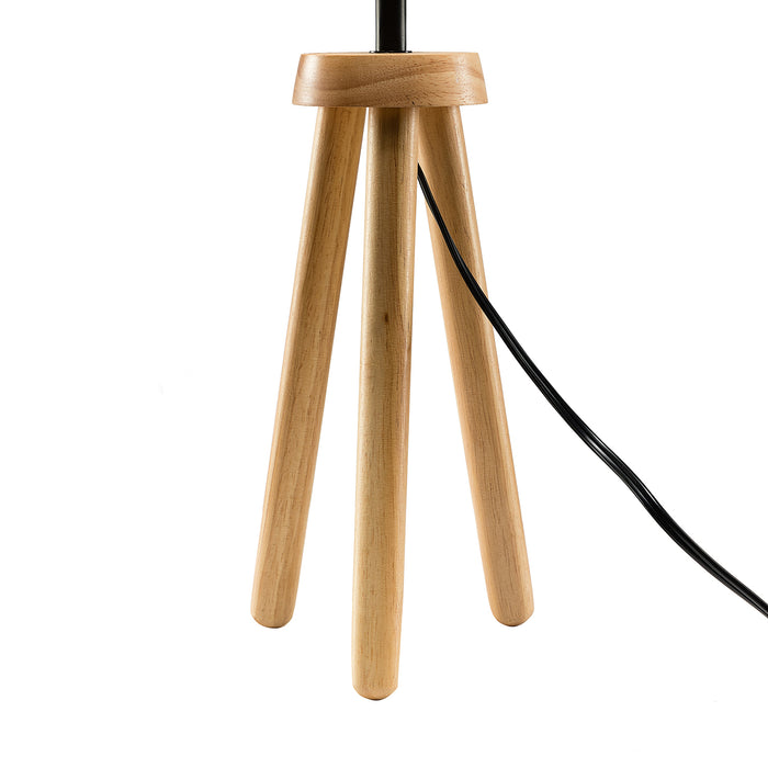 Modern Solid Wood Lamp Tripod Floor Lamp with Linen Lamp Shade