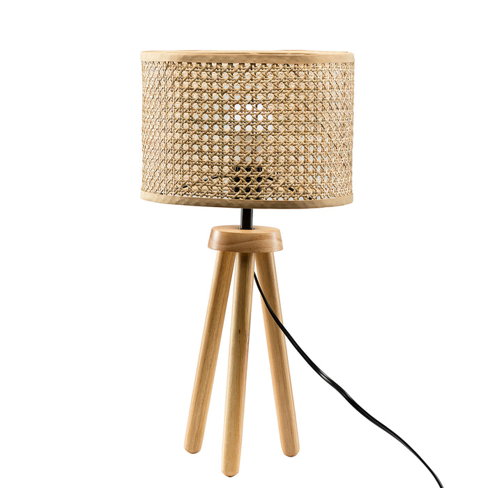 Modern Solid Wood Lamp Tripod Floor Lamp with Linen Lamp Shade