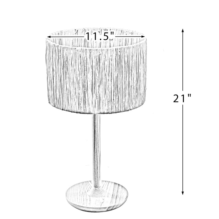 21.3" LED Table Lamp,Solid Wood with Grass Made-Up Lamp Shade