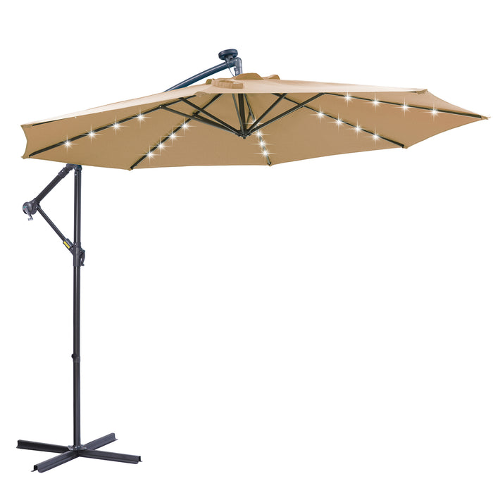 destination summer 8.5-foot square offset solar led patio umbrella 10ft Solar Powered LED lights Patio Umbrella Square Deluxe Offset Umbr — TopCraft