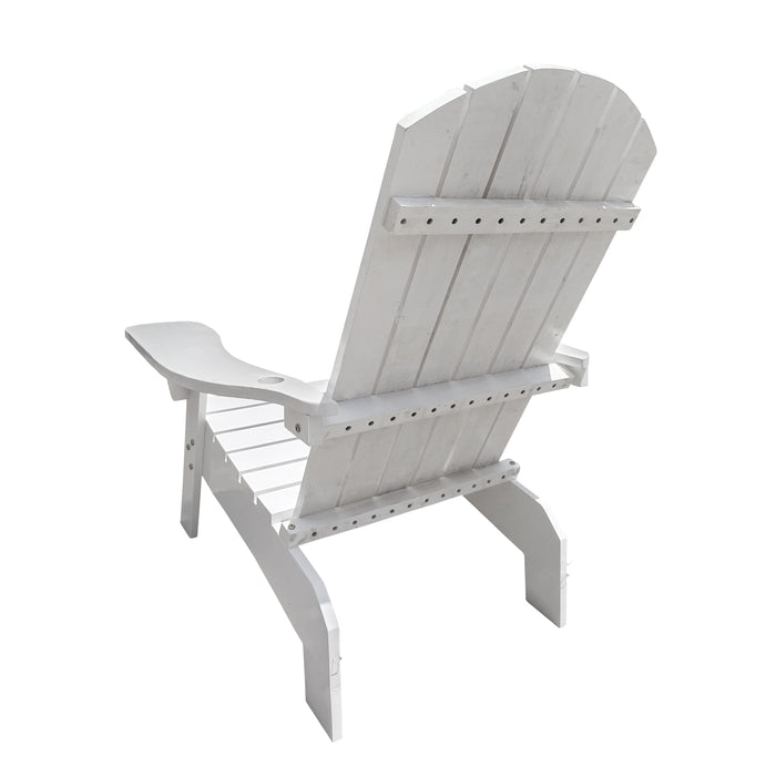 Outdoor or indoor Wood  Adirondack chair  with an hole to hold umbrella on the arm ,white
