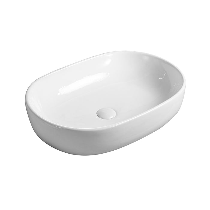 23.63"L x 16.5"W White Ceramic Rectangular Vessel Bathroom Sink