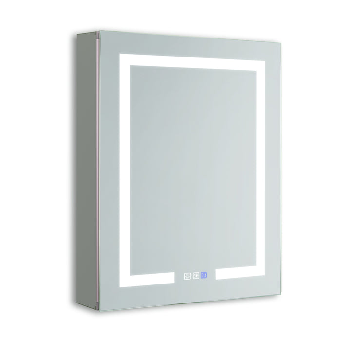 24" W x 30" H Rectangular Frameless Recessed/Surface Mount Right Medicine Cabinet with Mirror and LED