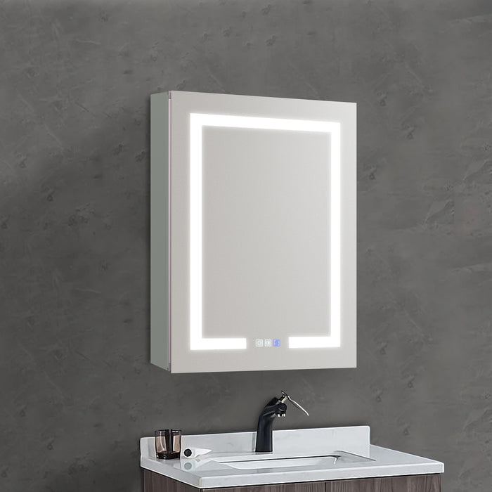 24" W x 30" H Rectangular Frameless Recessed/Surface Mount Right Medicine Cabinet with Mirror and LED