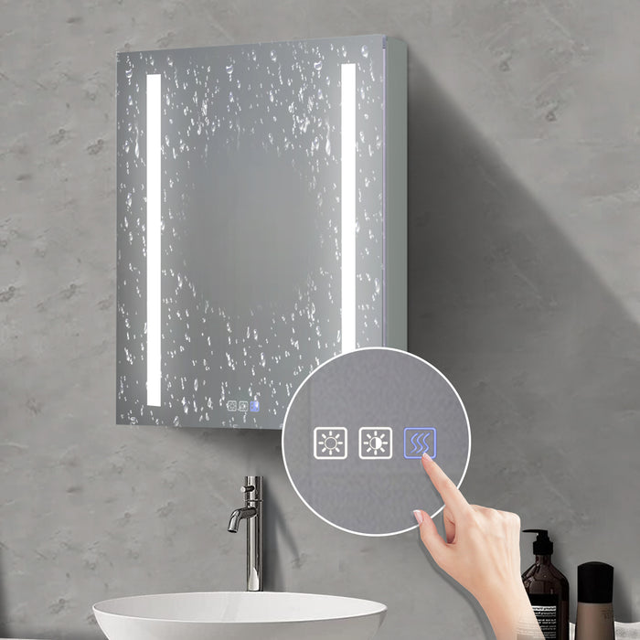 20" W x 26" H Rectangular Frameless Recessed/Surface Mount Left Medicine Cabinet with Mirror and LED