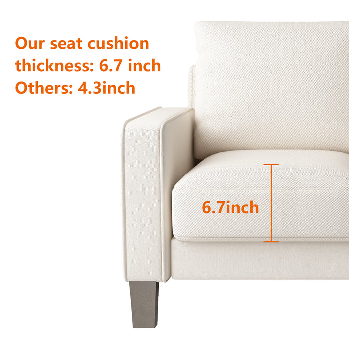 75" Modern Living Room Furniture Sofa in Beige Fabric