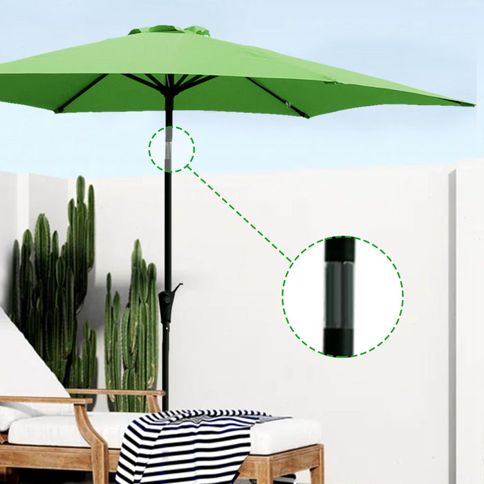 8.8 feet Outdoor Aluminum Patio Umbrella, Patio Umbrella, Market Umbrella with 33 pounds Round Resin Umbrella Base, Push Button Tilt and Crank lift, Green