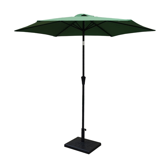 8.8 feet Outdoor Aluminum Patio Umbrella, Patio Umbrella, Market Umbrella with 42 Pound Square Resin Umbrella Base, Push Button Tilt and Crank lift, Green