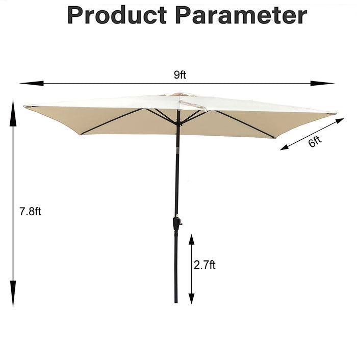 6 x 9ft  Patio Umbrella Outdoor  Waterproof Umbrella with Crank and Push Button Tilt without flap for Garden Backyard Pool  Swimming Pool Market