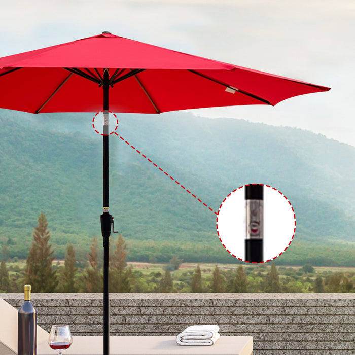 Outdoor Patio Umbrella 10FT(3m)  WITHOUT FLAP ,8pcs ribs,with tilt ,with crank,without base, Red,pole size 38mm(1.49inch)