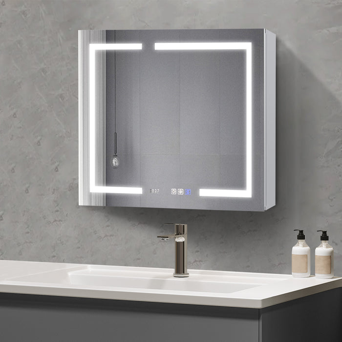 36" W x 30" H Rectangular Frameless Recessed/Surface Mount Medicine Cabinet with Mirror and LED