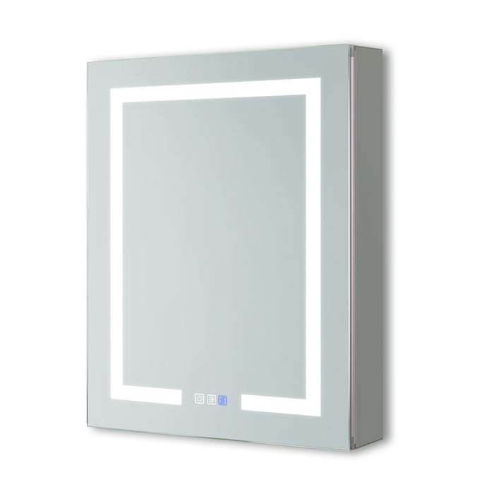 24" W x 30" H Rectangular Frameless Recessed/Surface Mount Left Medicine Cabinet with Mirror and LED