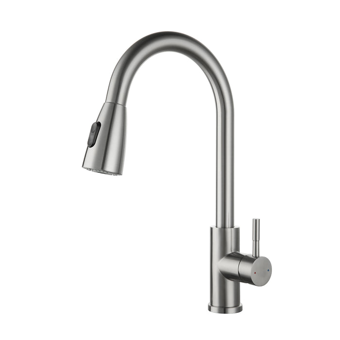 Single-Handle 2-Spray Pull Down Sprayer Kitchen Faucet with CUPC Certification in Stainless Steel