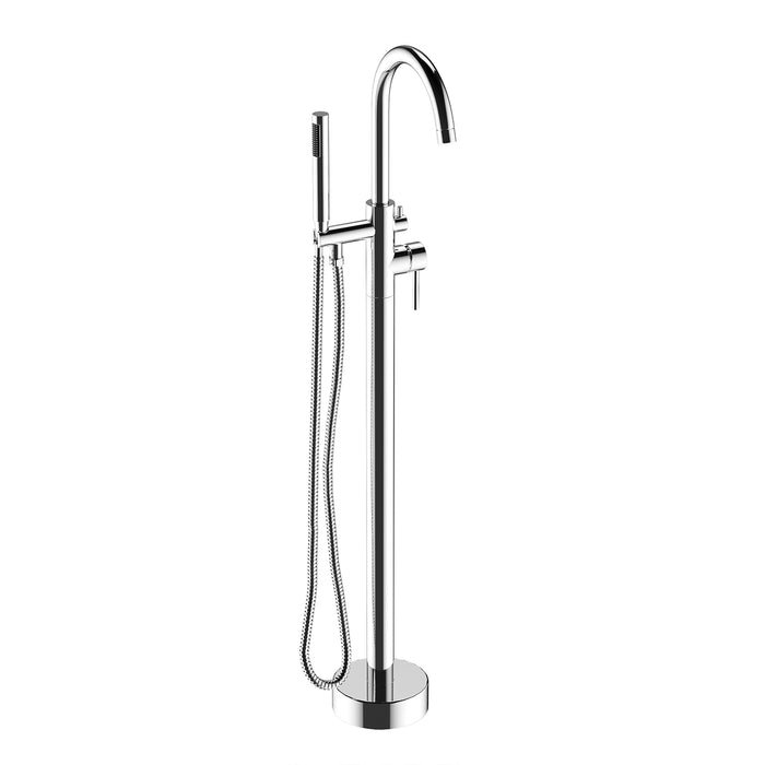 Freestanding Tub Faucet One Handle High-arc Floor Mount Bathtub Faucet with Handheld Shower