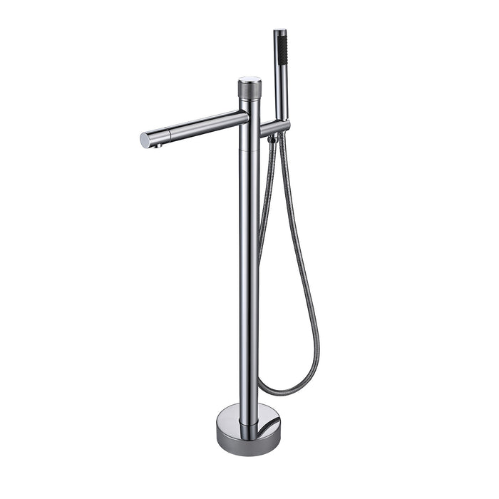 Freestanding Tub Filler One Handle Floor Mount Bathtub Faucet with Hand Shower Modern Design