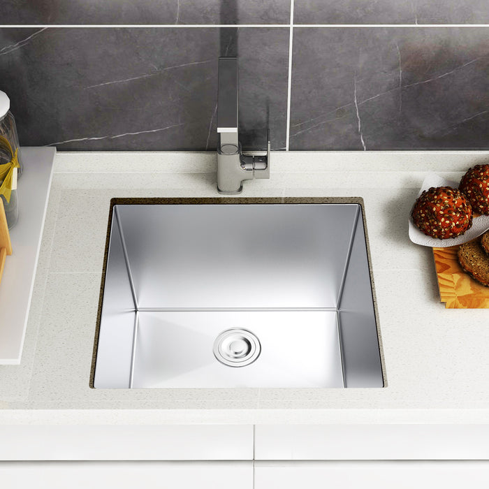 17"x18"x8" Single Bowl Kitchen Sink Stainless Steel Undermount SUS304 Sink Farmhouse Apron with Grid and Strainer
