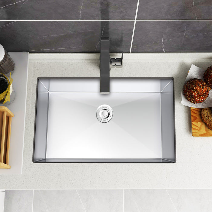 32"x19"x10" Single Bowl Kitchen Sink Undermount Stainless Steel Farmhouse Apron SUS304 Sink with Grid and Strainer