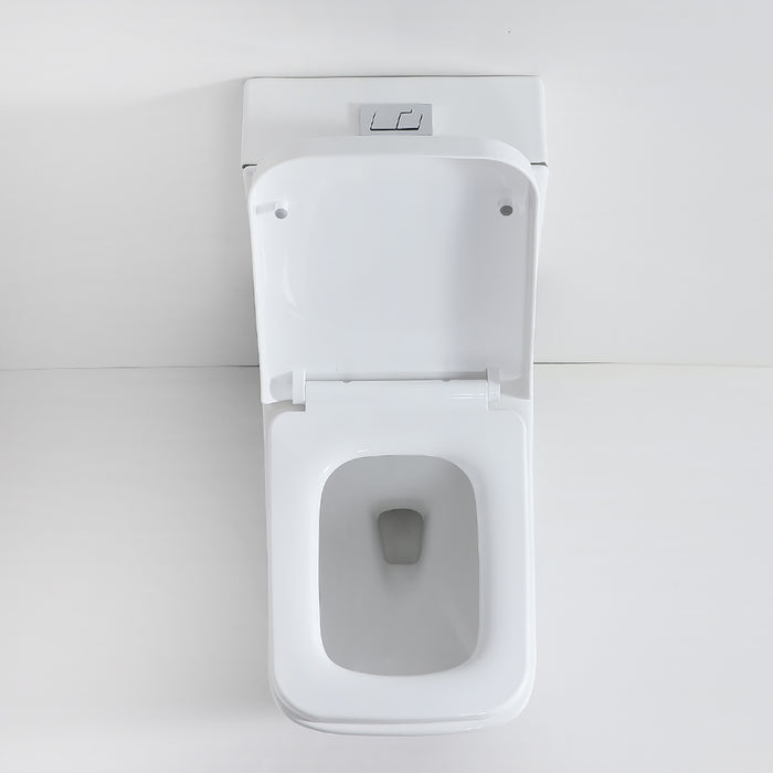 12" Rough-In 1 GPF Flush toilet Dual Flush Elongated Toilet 1-Piece White, Seat Included