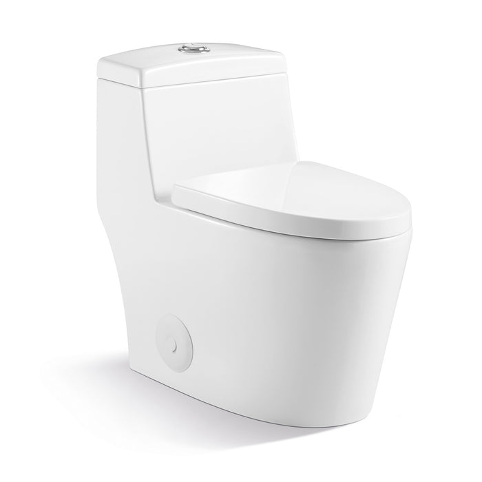 12" Rough-In 1 GPF Single Flush Elongated Toilet Flush toilet 1-Piece White, Seat Included